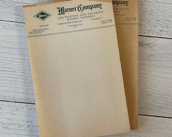 Vintage Warner Company Letterhead Notepaper Set of 3 sheets.