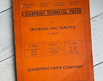 Vintage Clearprint Technical Paper for Drawing and Tracing Single Sheet