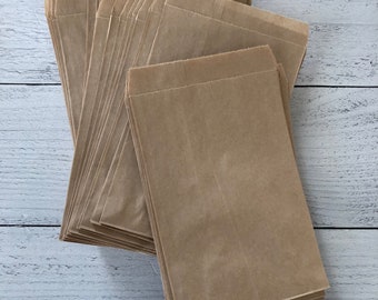 Set of 10 Kraft Paper Flat Merchandise Bags 5x7.5