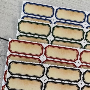 PHC N. 10 Riproduzione di fogli di etichette in stile Dennison vintage gommati e perforati