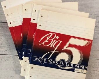 Vintage Big 5 Notebook Filler Paper Packs in original belly bands.