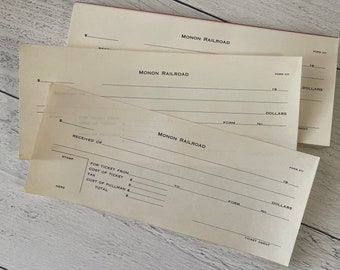 Vintage Monon Railroad Form 211 Ticket Agent Receipts Set of 2