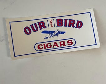 Vintage Our Bird VS-etiket voor sigarendoos