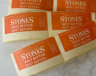 Set di 3 adesivi vintage britannici "Best Bitter - Da consumarsi preferibilmente entro"