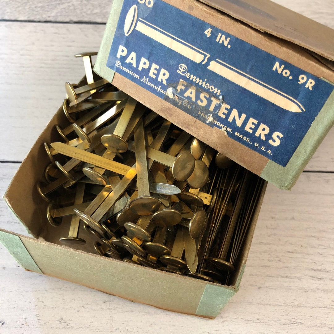 Antique Brass Container for Paper Fasteners - Reuzeit Emporium