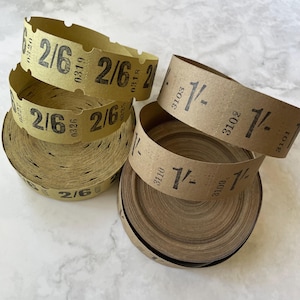 Set mit 10 Vintage British Tickets in den perfekten neutralen Farbtönen für Herbst-, Thanksgiving- und Halloween-Projekte