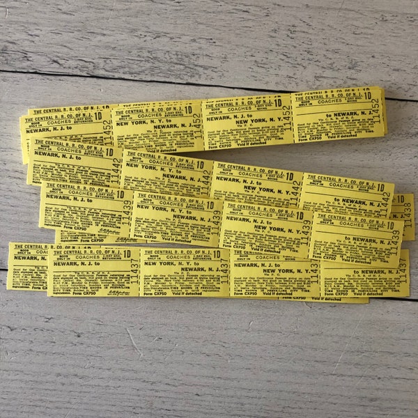 Vintage Central Railroad Coach Train Exchange Ticket Strip