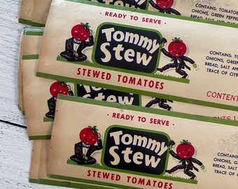 Antique Early 1900's “Tommy Stew” Can Label Unused NOS