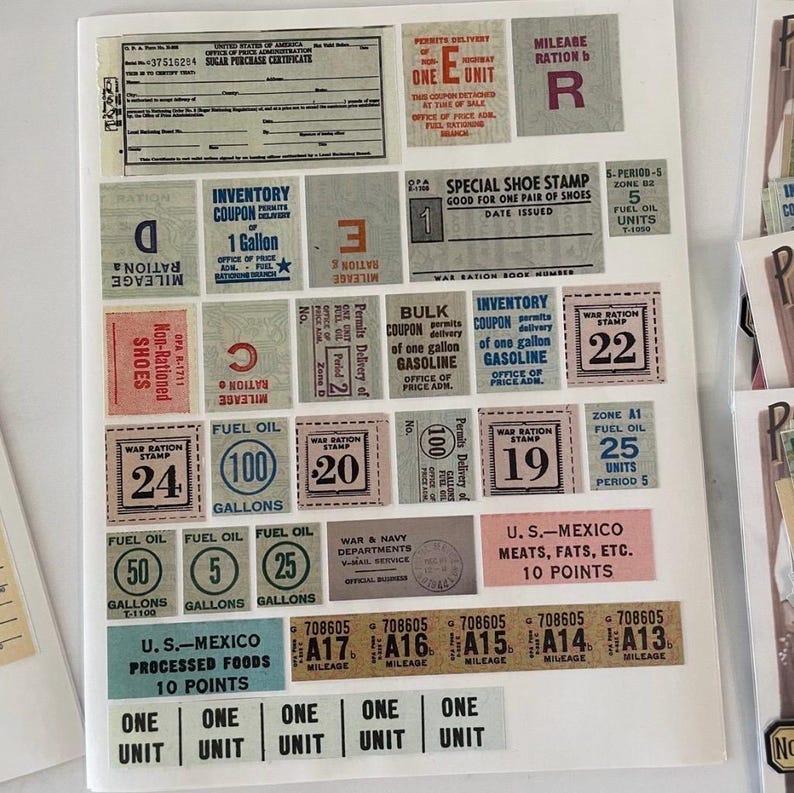 Post Wwii Ration Stickers PHC No. 90 WWII Rations Reproduction Gummed Labels or Stickers Set of ...