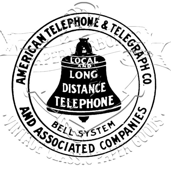 Antique Bell System Telephone Label Advertising Commercial Digital PNG Clip Art