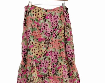 Notations roze veelkleurige bloemenrok PXL midden jaren 2000 Ruffle Fairy Y2k Romantic