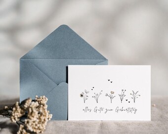 Cartão de aniversário minimalista | Aniversário | Feliz Aniversário | Cartão postal de aniversário