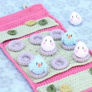 Crochet pattern - Tic Tac Toe Baby Birds Game Board - amigurumi game for children - PDF digital pattern with tutorials and stitch diagrams