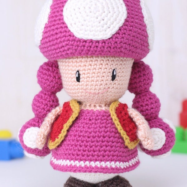 Modèle Amigurumi - Toadette - personnage de Super Mario - Jouet au crochet pour jeu vidéo - Modèle numérique PDF avec tutoriels - Téléchargement immédiat