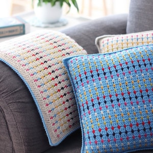 Combo Pack DEAL - Crochet pattern - Rainbow Dots Blanket and pillow cover by Tremendu - crochet PDF digital pattern - digital download