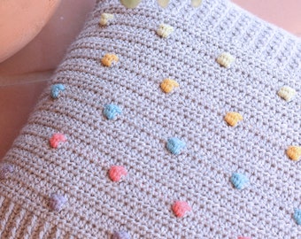 Colored Bobbles Crochet Pillow Pattern – Easy Home Decor (PDF Digital Download)