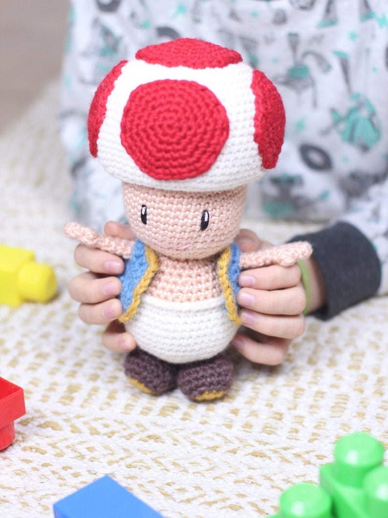 Crochet doll pattern Toad Super Mario Kinopio by Tremendu video game amigurumi crochet toy, PDF digital pattern digital download image 1