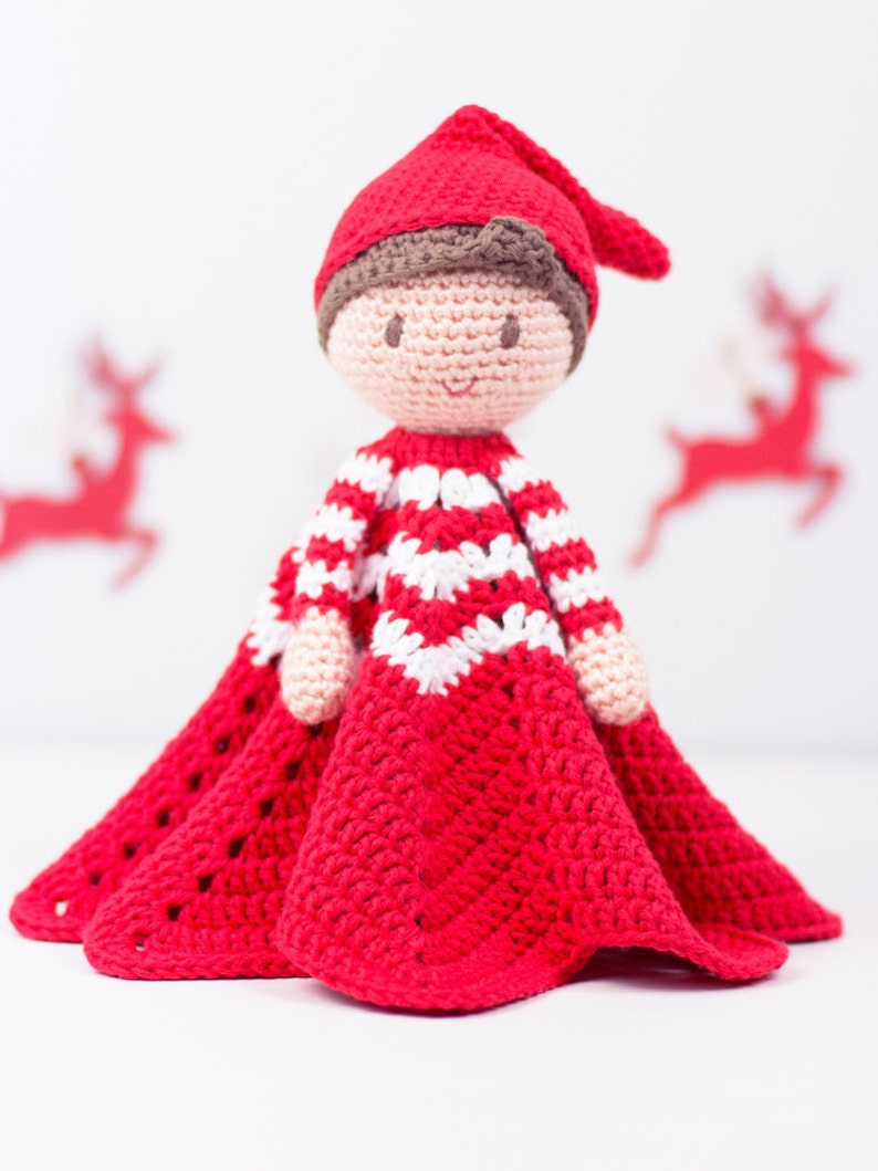 Crochet pattern Christmas Elf lovey by Tremendu amigurumi crochet toy, baby security blanket, PDF digital pattern digital download image 3