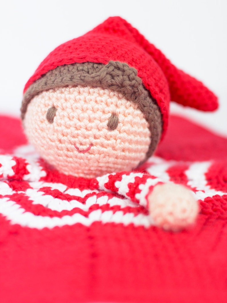 Crochet pattern Christmas Elf lovey by Tremendu amigurumi crochet toy, baby security blanket, PDF digital pattern digital download image 2