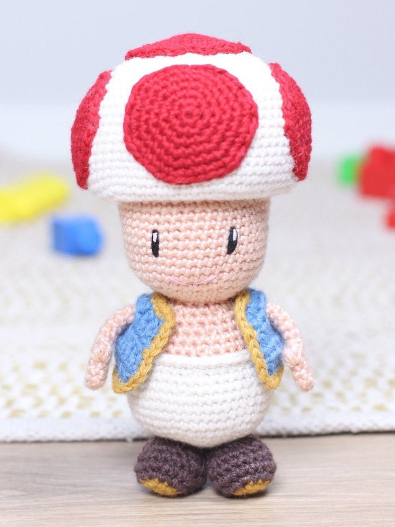 Crochet doll pattern Toad Super Mario Kinopio by Tremendu video game amigurumi crochet toy, PDF digital pattern digital download image 2