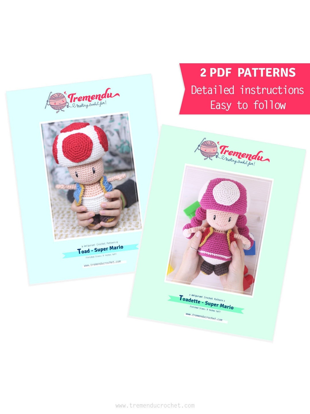 Toad & Toadette Crochet Pattern – Super Mario Amigurumi (PDF Digital ...