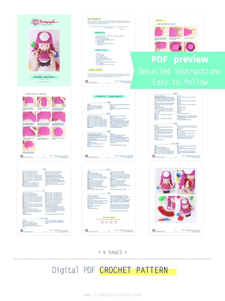 Toad & Toadette Crochet Pattern – Super Mario Amigurumi (PDF Digital ...