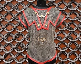 Roman Lorica Hamata Chainmail Shirt, 6MM  Round Ring Dome Riveted with Solid Rings, Halloween Sale