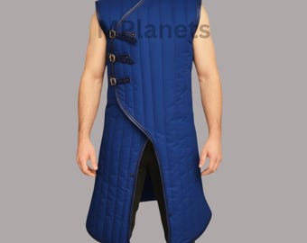 Viking Lång Gambeson Bomullsvadderad Handgjord Medeltida Kläder