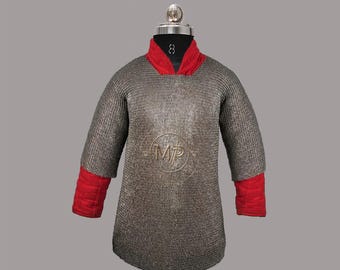 Chainmail Hauberk – 6mm Flat Ring Riveted Chainmail Shirt | Medieval Armor for LARP, Reenactment & Cosplay