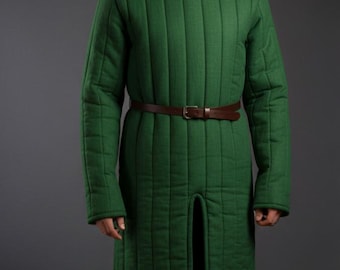 Medeltida Gambeson Bomullsvadderad Helärmad