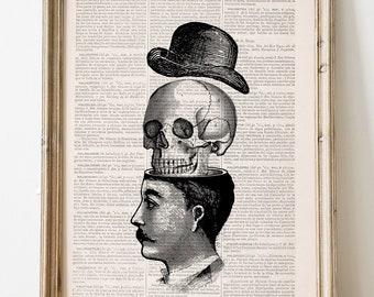 You blow my head off collage book print - Skull wall art - SKA013