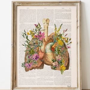 Human Anatomy Lungs Art Print Nature Inspired Yoga Decor Health Awareness Gift SKA099 image 3