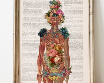 OBGYN gift - Feminist Art - Reproductive Rights - Anatomy Art - Flower Skeleton - Feminist Wall Art - Floral Art - Anatomy Print - SKA115