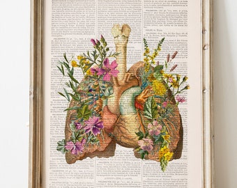 Human Anatomy Lungs Art Print - Nature Inspired Yoga Decor - Health Awareness Gift