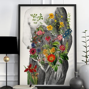 Large wall Art - We are all the same - Body positive art print - Anatomy Wall Art - Flower Wall Art - Anatomy Female body Print - SKA268