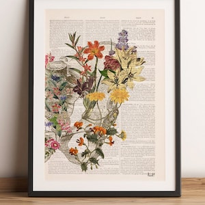 Feministische kunst - vrouw cadeau - bloem anatomie print - menselijke anatomie - bekken kunst-anatomische kunst - anatomie kunst aan de muur - SKA244