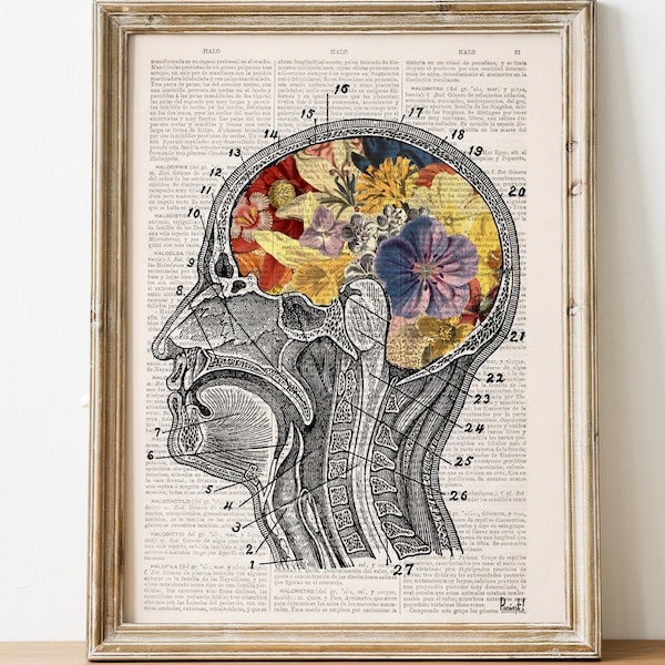 Unique wall Art - Flowery Brain - Anatomy Art - Wall Art print - Medical Art - Anatomical Art - Home decor Art - SKA053