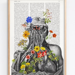 Anatomy Wall Art Head and Neck Anatomical Neck Flower Art Print Anatomy Illustration Science Gift Office Wall decor image 2