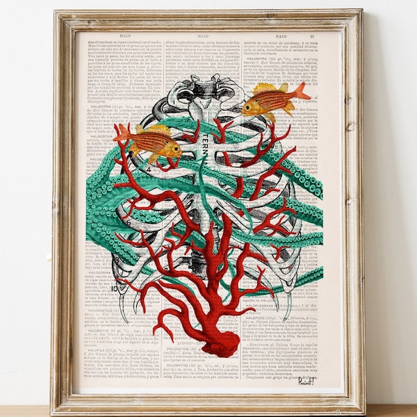 Unique Wall Art - Human Sternon at the seabed, artistic human anatomy Art Print - Human anatomy print - science gift - art print - SKA091