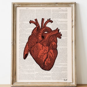 Art Prints , Psychedelic Art, Art print, Gift for him, Dictionary Page Art, Anatomical Heart, Doctor gift, Office unique gift, SKA032A image 1