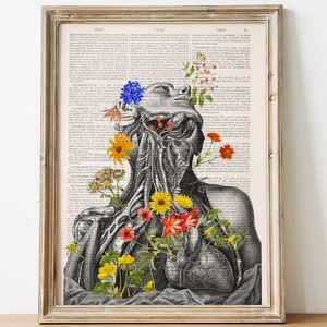 Anatomy Wall Art Head and Neck Anatomical Neck Flower Art Print Anatomy Illustration Science Gift Office Wall decor image 8