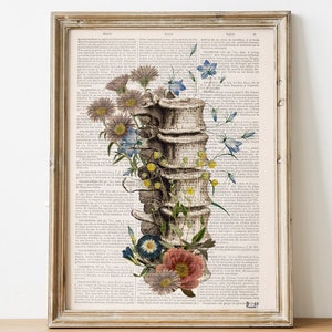 Spine with Peony  Flower Art - Anatomy Wall Art - Yoga  Gift - Chiropractor Gift - Anatomy Poster - Therapyst gift - SKA304