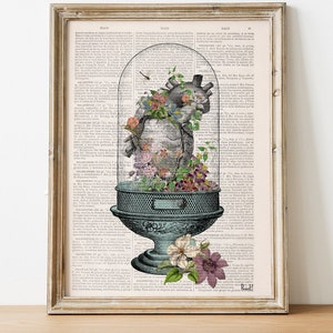 Christmas gift Wall Art - Art - Deilcate Heart in a Terrarium  - Wall art  Flower Heart - Love Art - Anatomy Heart - SKA301