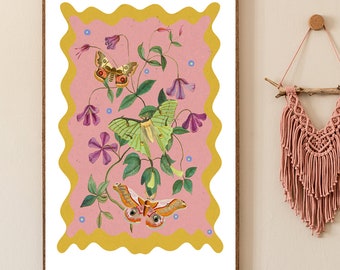 Boho Entomology Collage Print | Butterfly and Moth Specimen Wall Art | Insect Display | Nature Inspired Decor