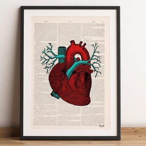 Anatomical Heart Art Print: Vintage Dictionary Page, Doctor Gift