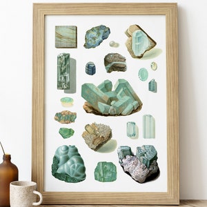 Aquamarine Crystals Print: Science Wall Art