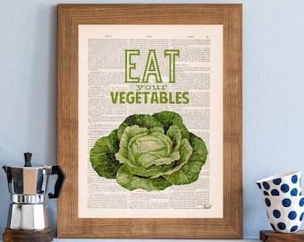 Eat your vegetables, Kitchen wall decor, Veggies print, Kitchen Wall art TYQ037
