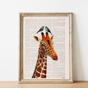 Home gift, Honeymoon Giraffe, Animal art, Wall art, Wall decor, Gift for Home, Nursery wall art, Funny Prints, ANI006