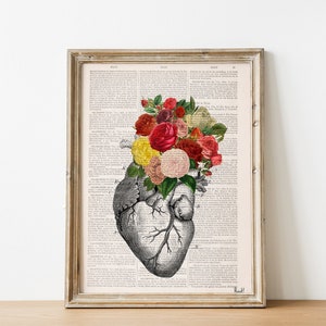 Art Print Roses bouquet Heart, Wall Art Print, Heart Art, Anatomy Art , Love Wall Art , Office Wall Art, SKA135