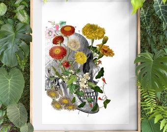 Floral Skull Art Print: Anatomy Wall Decor